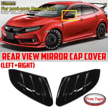 

A Pair Car Side Door Rear View Mirror Cover Cap Add on For Honda For Civic 2016-2020 Glossy Black Car Rearview Mirror Cap Covers