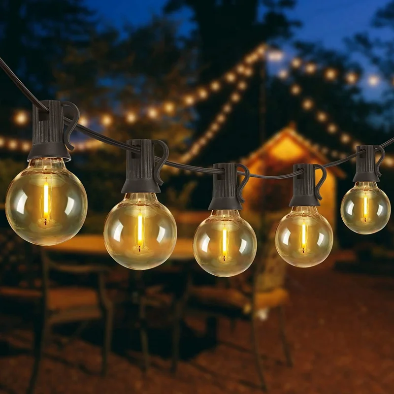 solar outside lights Solar String Lights, G40 Shatterproof LED Solar String Light Outdoor Umbrella Lights with 20 Bulbs Patio Waterproof Lights solar powered street lights