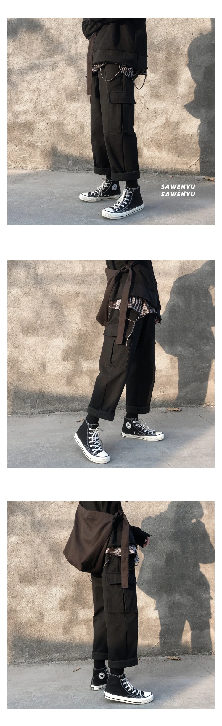 Liketkit мужские зимние брюки карго хип-хоп флисовые плотные черные штаны для бега мужские винтажные широкие брюки Японская уличная одежда