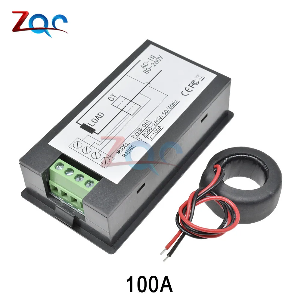 AC 80V 260V 100A 20A ЖК дисплей Дисплей цифровой токовый Вольтметр Амперметр ваттметр