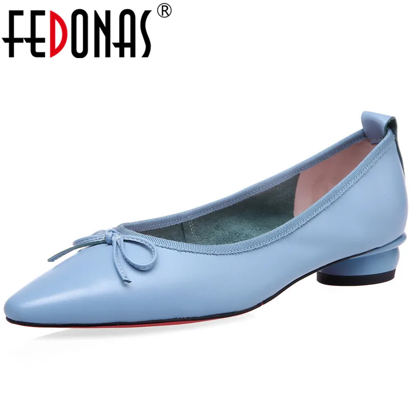 

FEDONAS Women Genuine Leather Casual Wedding Party Shoes Spring Summer Butterfly Knot Sweet Concise New Arrival Shoes Woman