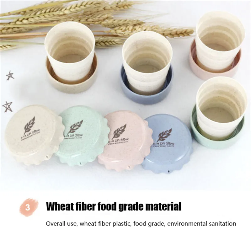 

TTLIFE 130ML Wheat Travel Telescopic Cup Portable Water Cup Travel Student Cup Compressed Cup Creative Home Folding water Cup