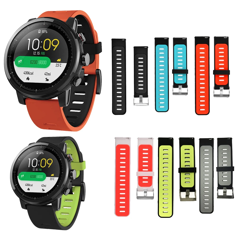Ремешок силиконовый для смарт часов Xiaomi Huami Amazfit Stratos 2 2S/amazfit gtr 47 мм 22