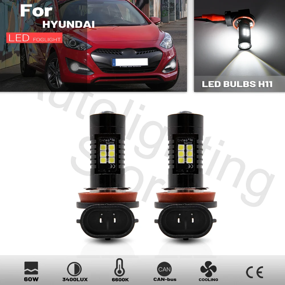 2Pcs H11 H8 Led Fog Light Bulb for Kia Carens Ceed Optima Soul Hyundai