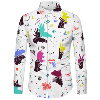 

Men Fashion Casual Long Sleeve Beach Top Loose Casual Cartoon Shirt Top Blouse Slim Fit Shirts Men's Casual Dress Shirts 9.24