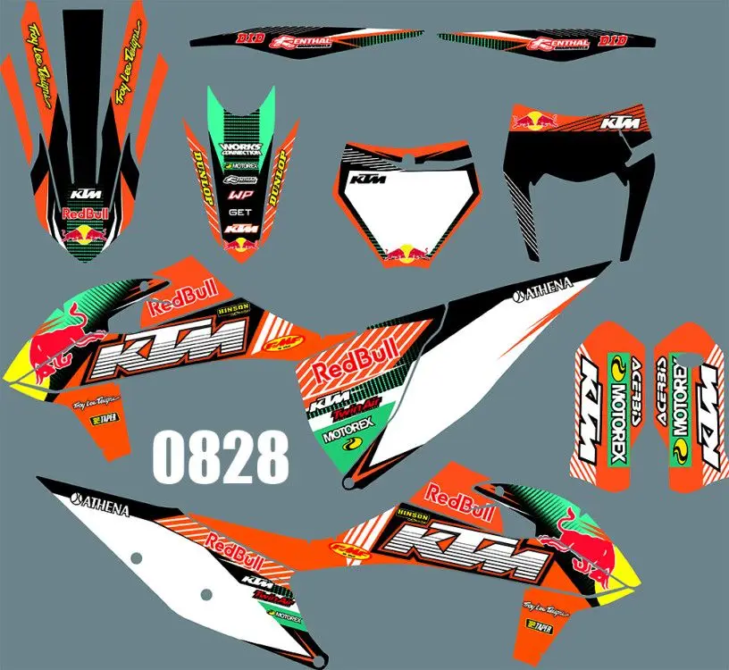 Для KTM 125 250 300 350 400 450 500 EXC XC XCF SX SXF- полный графический Набор наклеек с номером на заказ