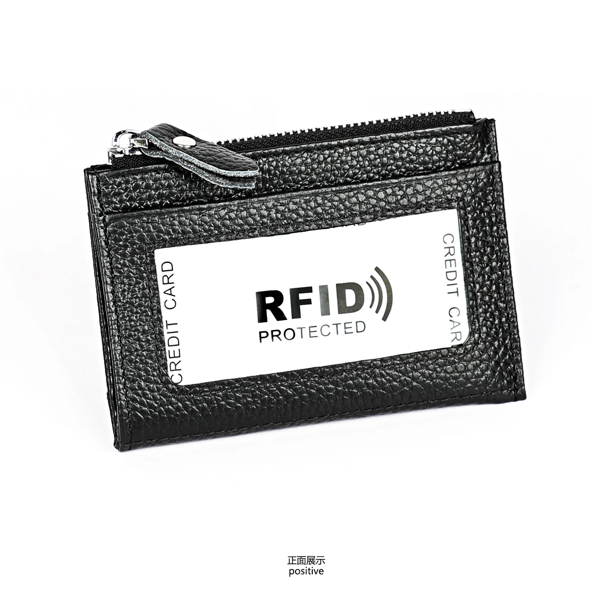 Кошелек на молнии из натуральной кожи с RFID блокировкой Роскошный милый тонкий Чехол-кошелек для мелочи с держателем для карт