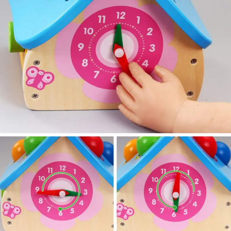 Kids Montessori Wooden Cabin Hammer Ball Box Toy Children Early Education Gifts