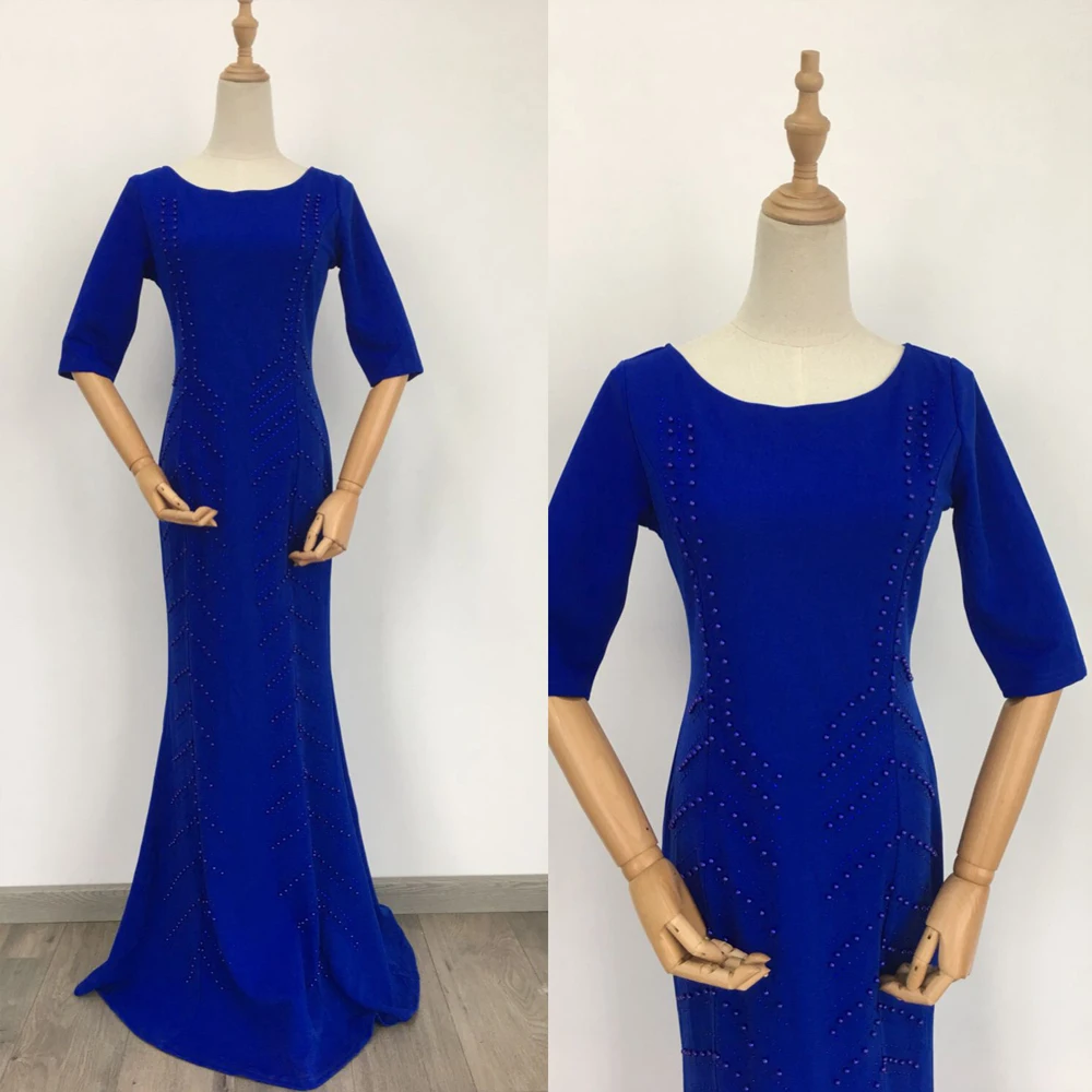Vestido de festa, женское платье русалки, с коротким рукавом, с круглым вырезом, с бисером, в африканском стиле, для девушек, праздничная одежда, Вечернее Длинное Макси, официальное белое платье
