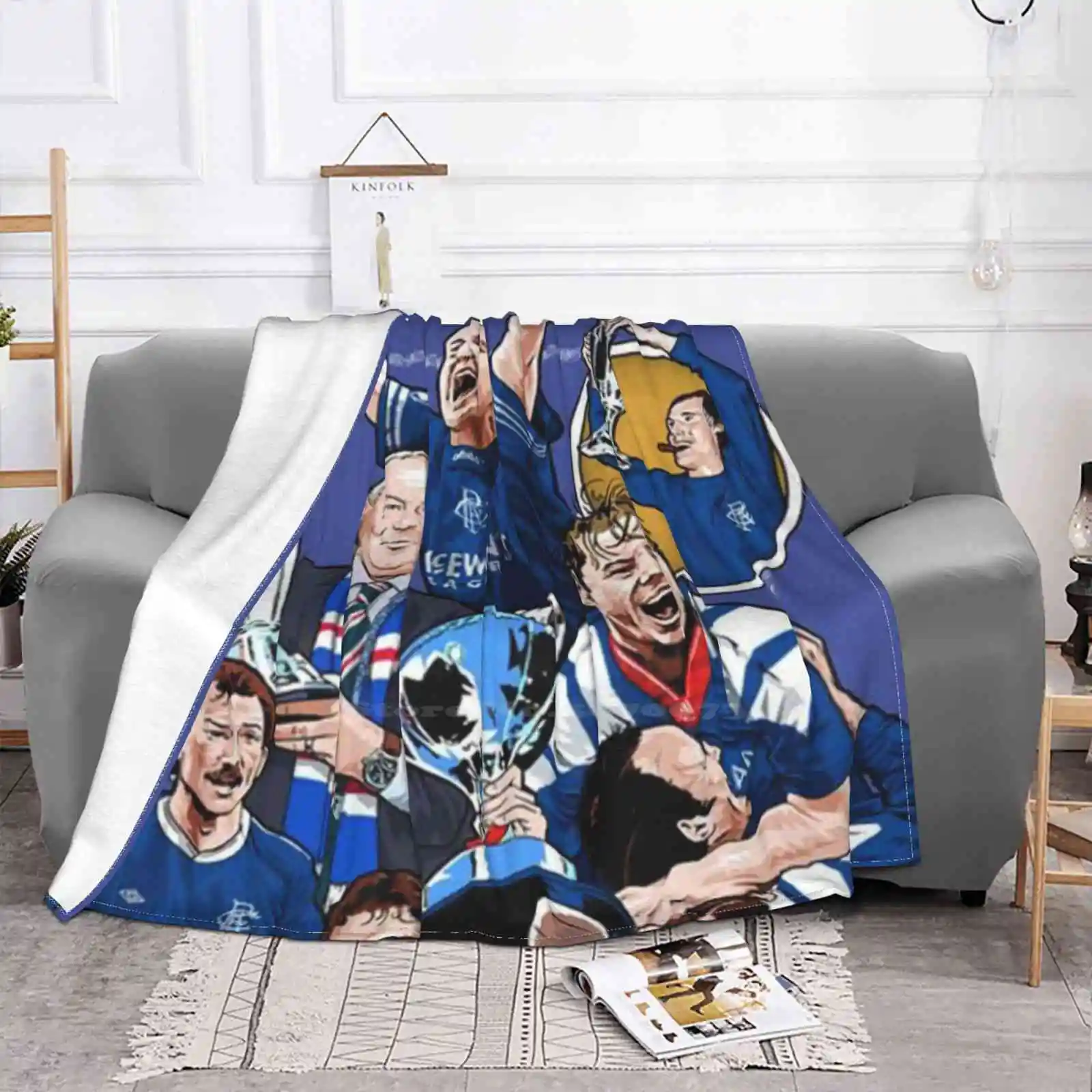 Glasgow Rangers Team Shaggy Throw Soft Warm Blanket Sofa/Bed/Travel Love Gifts Glasgow Rangers Football Scotland Gets We Are 2