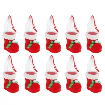 

10pcs Merry Christmas Gift Bags Creative Candy Boots Santa Claus Xmas Tree Packing Bags Happy New Year 2020 Christmas Presents