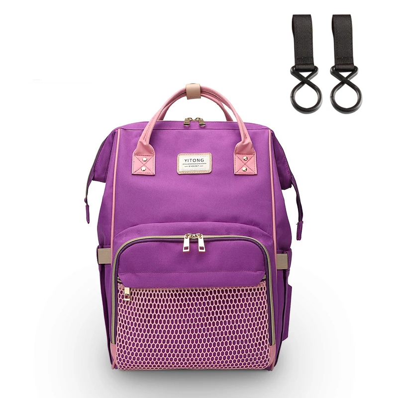 purple-pink TUKATO модная сумка для подгузников для мам, брендовая Большая вместительная детская сумка, рюкзак для путешествий, дизайнерская сумка для ухода за ребенком - Цвет: purple-pink