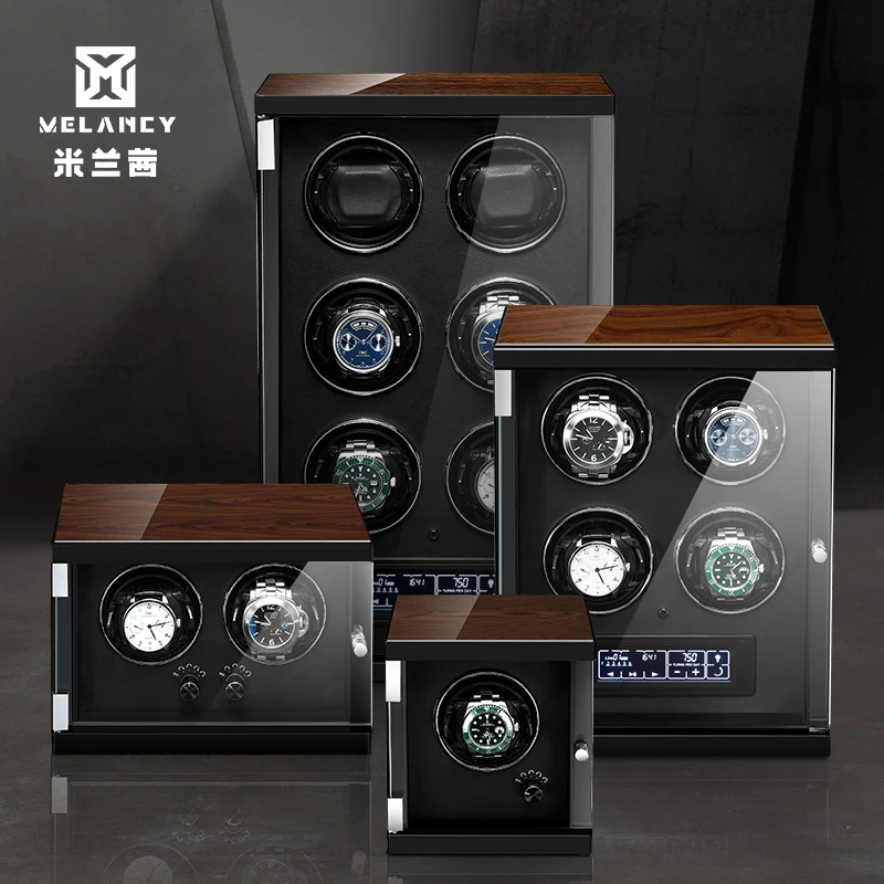 Luxury 1 4 6 Watch Winder Auto Silent Mabuchi Motor LED Touch Display Winding Mechanical Watches Storage Case Uhrenbeweger | Наручные