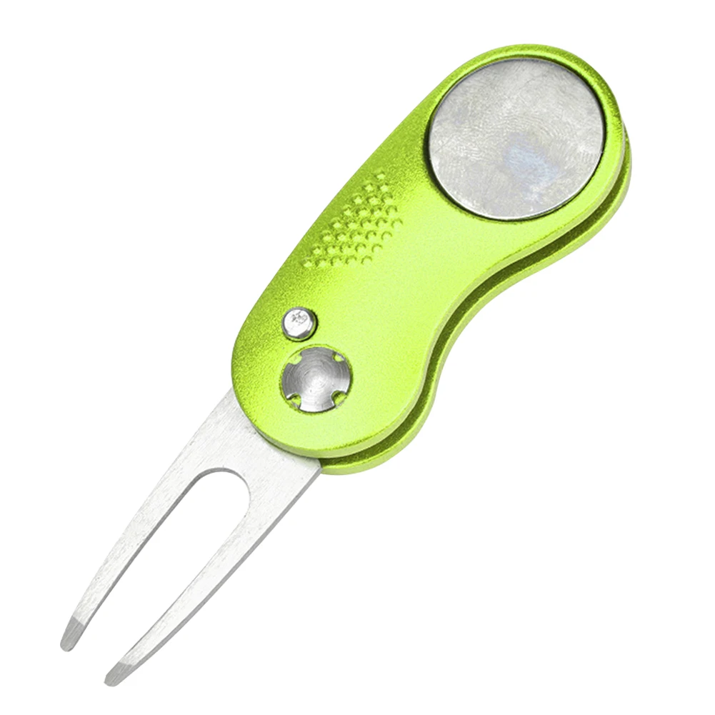 Lime Color Ремонтный инструмент для гольфа зелень вилка шариковый маркер аксессуары Divot инструмент многоцелевой Switchblade алюминиевый износостойкий пружинный - Цвет: Lime Color