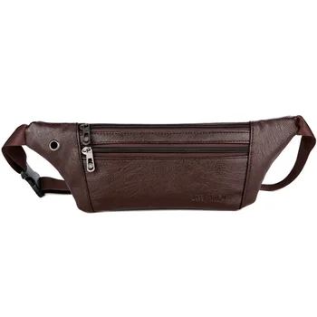 

Men Ultrathin Leather Waist Packs PU Leather Multifunction Man Bags Solid Color Male Waist Bags For Outdoor Sport