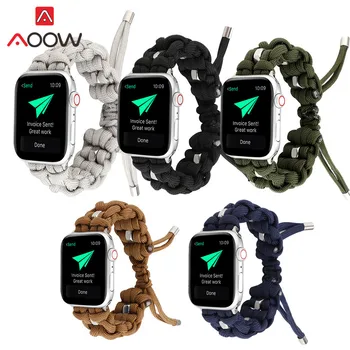 

Outdoor Parachute Cord Nylon Watchband for Apple Watch 5 4 40mm 44mm 38mm 42mm Military Tactical Strap Band Bracelet for iwatch