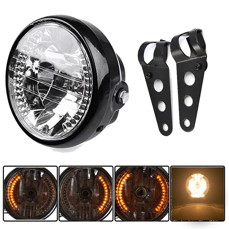 Headlight "LEDオートバイヘッドライト 4.5"パスライト ヤマハvスターのリングマウント 7" LED Motorcycle