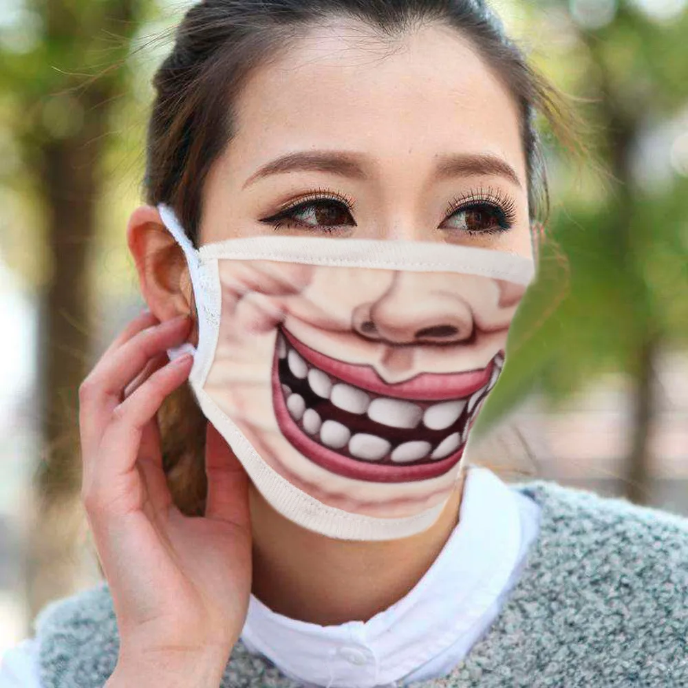 Face Mouth Muffle Mask Creative Unisex Woman Fun Anime Funny Expression Emotional Anti-Dust Warm Face Mask K919 - Цвет: A