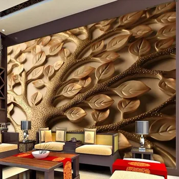 

Chinese Style 3D Relief Leaf Wallpaper Creative Art Living Room TV Sofa Study Home Decor Background Wall Papers Papel De Parede