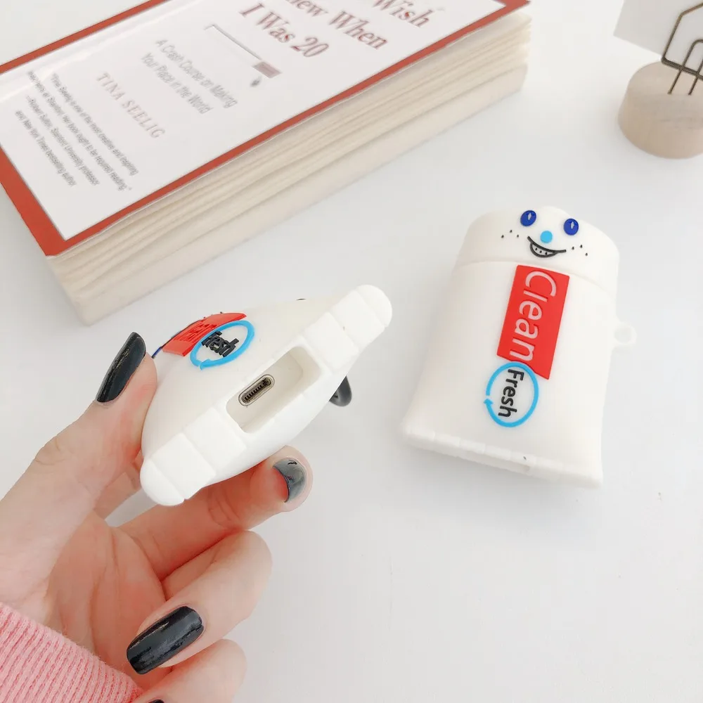 3D забавная Милая зубная паста ударопрочный наушник Чехлы для Apple Airpods 1/2 прекрасный силиконовый защитный чехол для наушников Аксессуары
