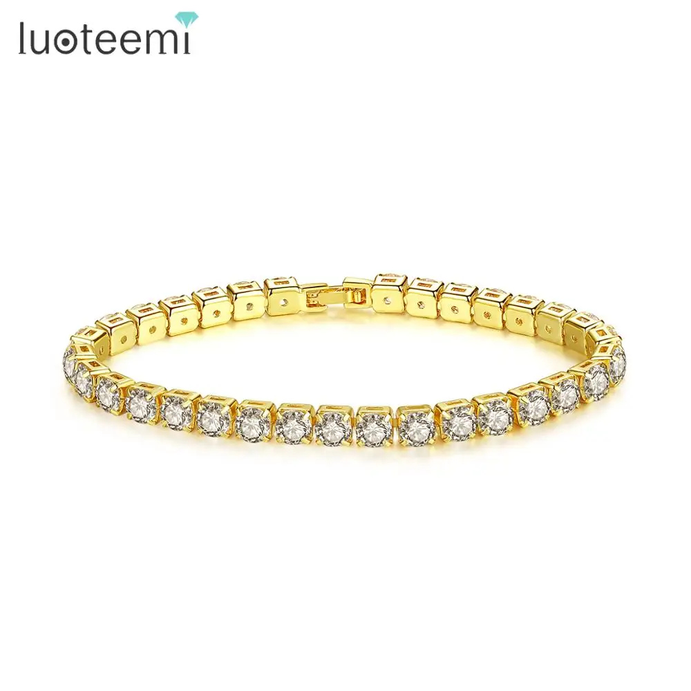 LUOTEEMI AAA + CZ Теннисный браслет и браслеты для женщин Свадебные обручальные модные