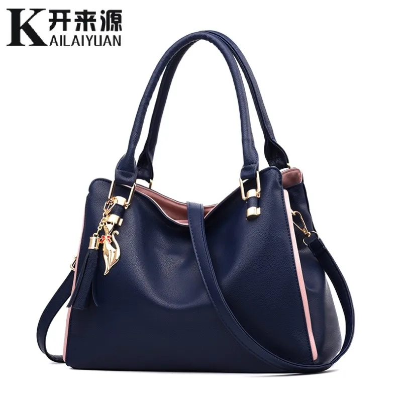 Женские сумки из натуральной кожи милый женский модный тисненый женская сумка через плечо сумка - Цвет: Синий