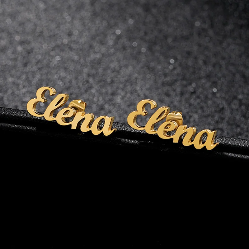 Custom Name Earrings Personalized Stainless Steel - Image 2