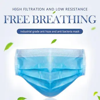 

50pcs Face Mask 3 Layers of Spray Cloth Material Disposable Non-woven Mask Large Inventory Pack of 50 Adult Masks Fast Delivery