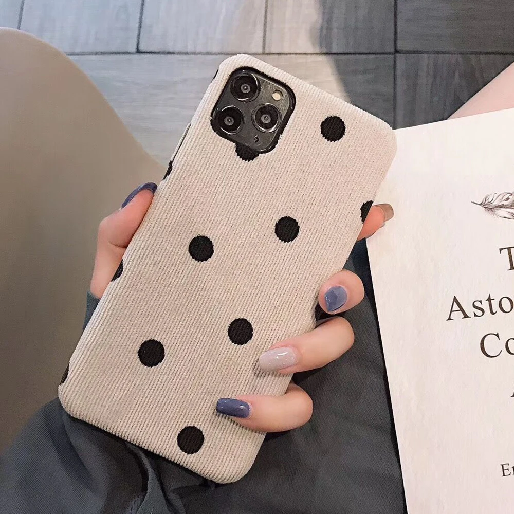 Beige LOVECOM Ретро волна Точка чехол для телефона для iPhone 11 Pro Max XR XS Max 6 6S 7 8 Plus X сплошной цвет мягкая ткань задняя крышка Coque подарок - Цвет: Beige