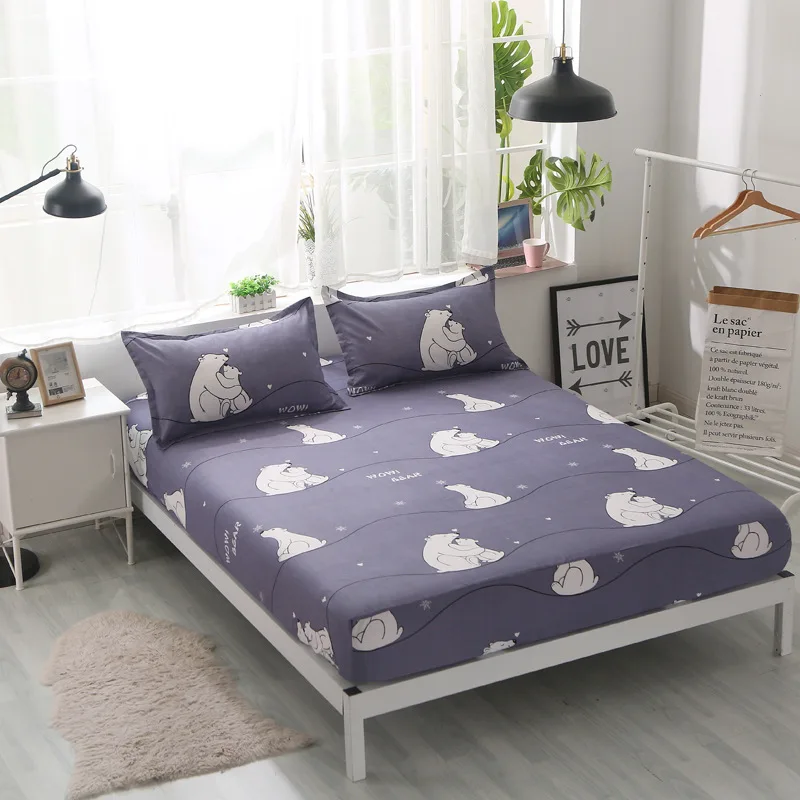 

Cute Animal Printed Polyester Elastic Bed Mattress Cover Breathable Bed Sheet Cover With Pillowcase Twin Queen King Full Size
