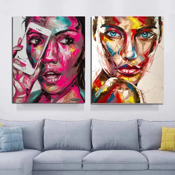 

Hot Sale Artistic Color Character Avatar Canvas Painting Modern Wall Art Posters Pictures For Home Living Room Decoration