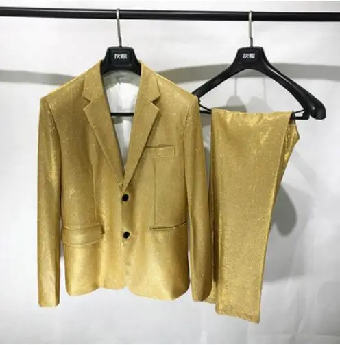 suit and pant A-15 S-6XL! градиентный Яркий Тонкий костюм из двух предметов, клубный костюм, костюм для полных и полных - Цвет: suit and pant A-15
