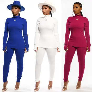 

2020 Best Quality Fashion Design 2 Pieces Tracksuits Jumpsuits Print O-neck Long Sleeve Night Club Sports Rompers