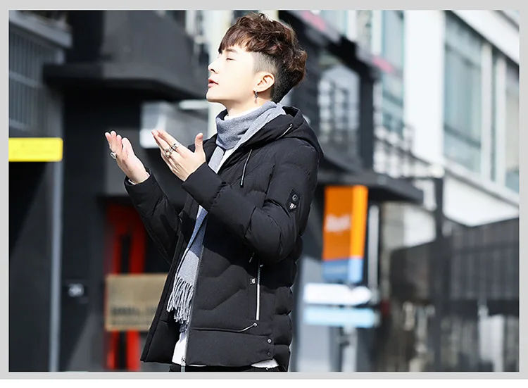 New Style Winter Mid-length Thick Cotton-padded Clothes Men Korean-style Slim Fit Youth Casual down Jacket Cotton-padded Cl