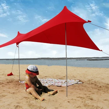 

Garden Tent Yard Outdoor Family Shelter Fishing Camping Beach Sun Shade Foldable Portable With Sandbag Iron Poles High Stretch