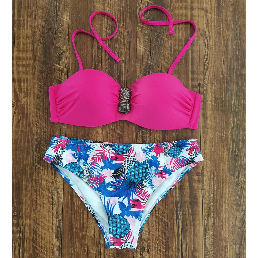 2020 Sexy Bikini Women Swimsuit Push Up Swimwear Pineapple Bandage Halter Bandeau Bikini Set Beach Bathing Suit Swim Wear S~L 2020 Sexy Bikini Women Swimsuit Push Up Swimwear Pineapple Bandage Halter Bandeau Bikini Set Beach Bathing Suit Swim Wear S~L