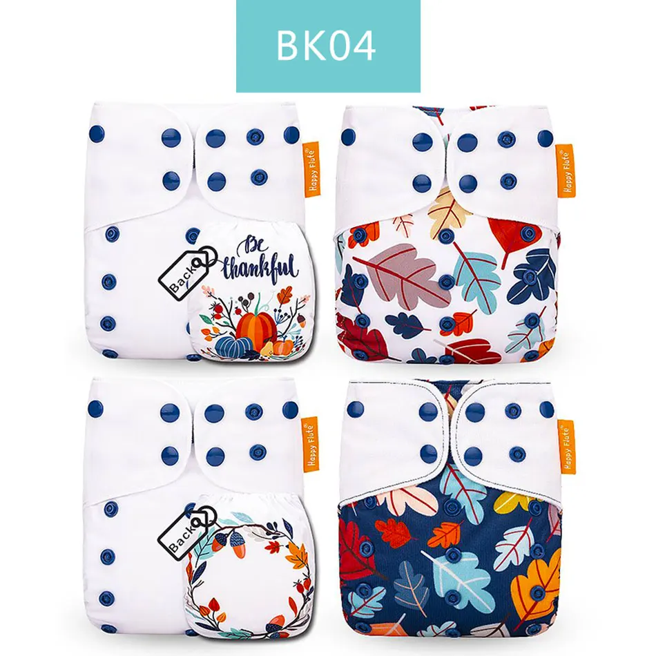 BK04 only diaper Happyflute 4 шт./компл. моющиеся Экологичная ткань с ромбовидным узором регулируемые подгузники многоразовые подгузники из ткани тканевые подгузники подходит на Возраст 3-15 кг для малышей - Цвет: BK04 only diaper