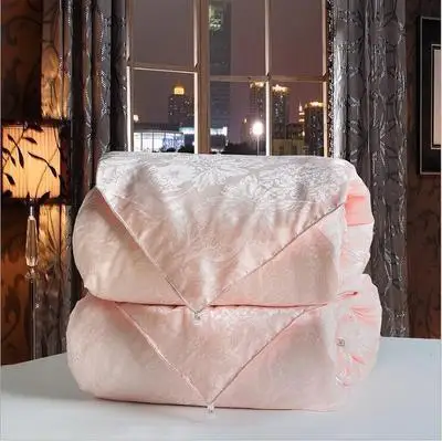light pink Шелковый Одеяло/Король Королева из лоскутов ПОЛНЫЙ Twin Размеры одеяло/одеяло с наполнителем лето зима комфортная постель - Цвет: light pink