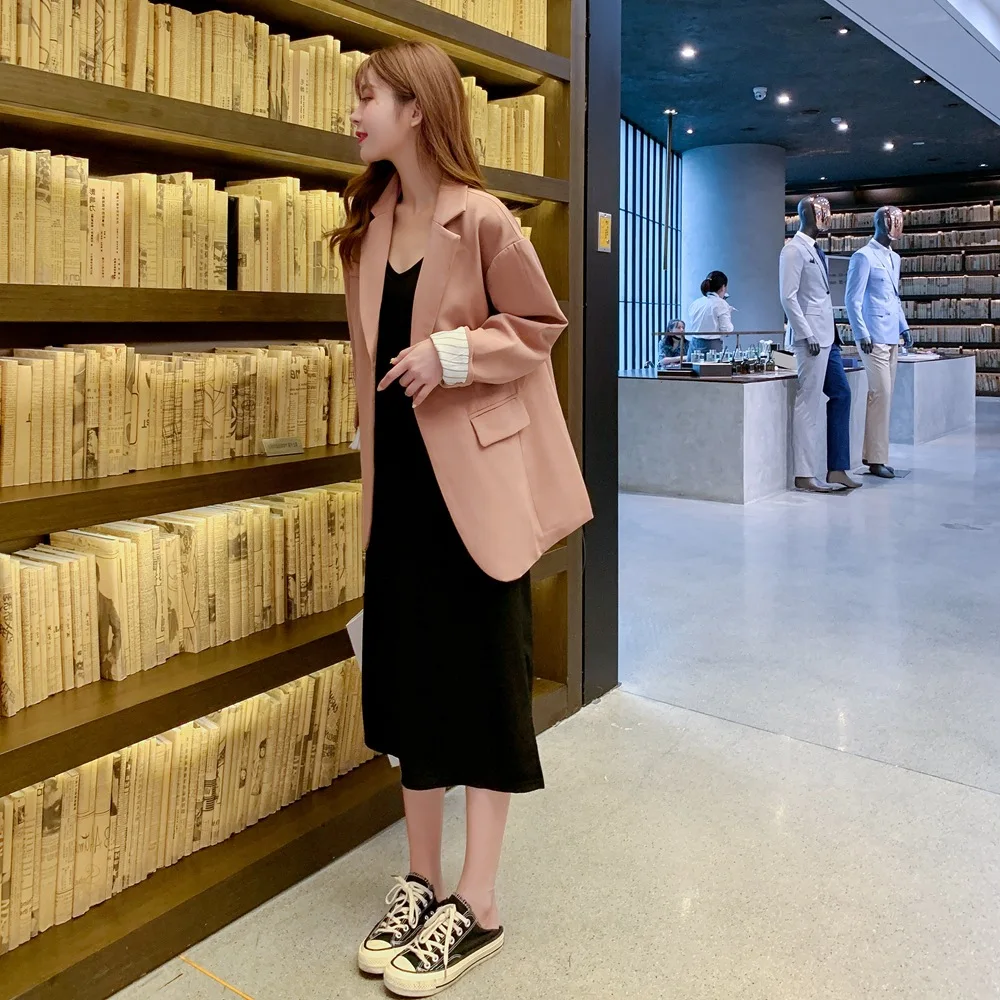 

Korean-style Online Celebrity INS Fashionable WOMEN'S Dress 2019 Autumn New Style Retro Young-Style Loose-Fit CHIC Small Suit Co
