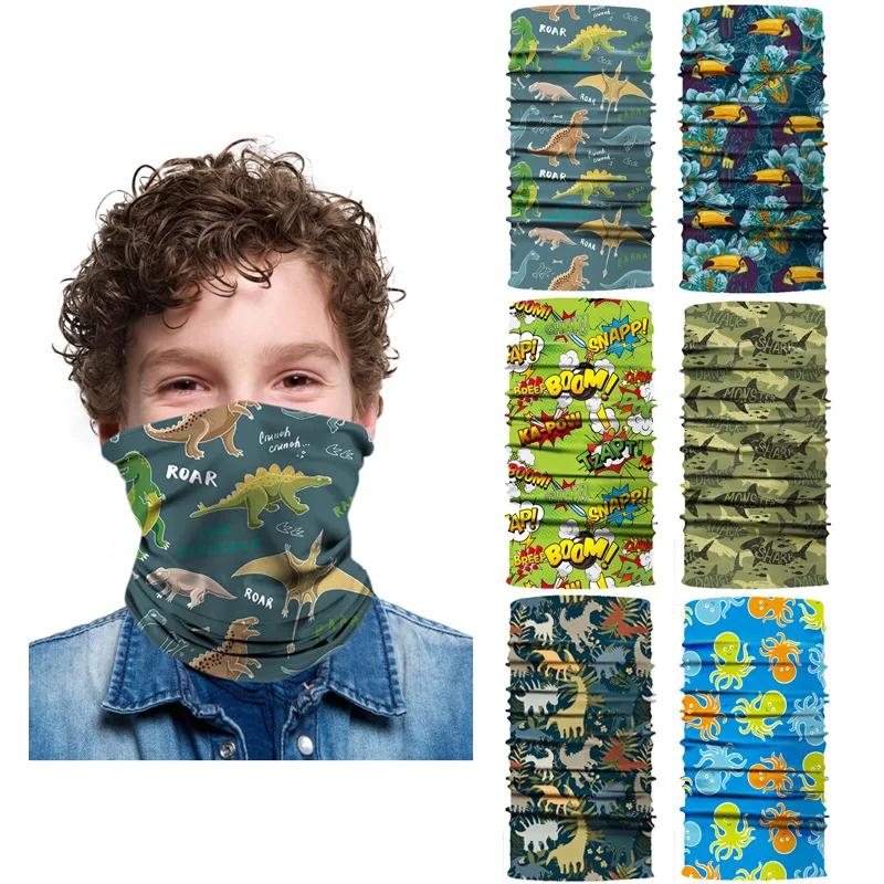Máscara para niños con estampado de dibujos animados, Bandana de tubo, cuello, calentador de cara, bufanda para ciclismo al aire libre, Mascarillas, diadema infantil de Navidad para Halloween