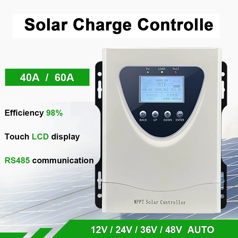Regolatore Solare Mppt 40A 60A Lcd 12V 24V 36V 48V Regolatore Identificazione Completamente Automatica Ricarica Fotovoltaica Intelligente Universale