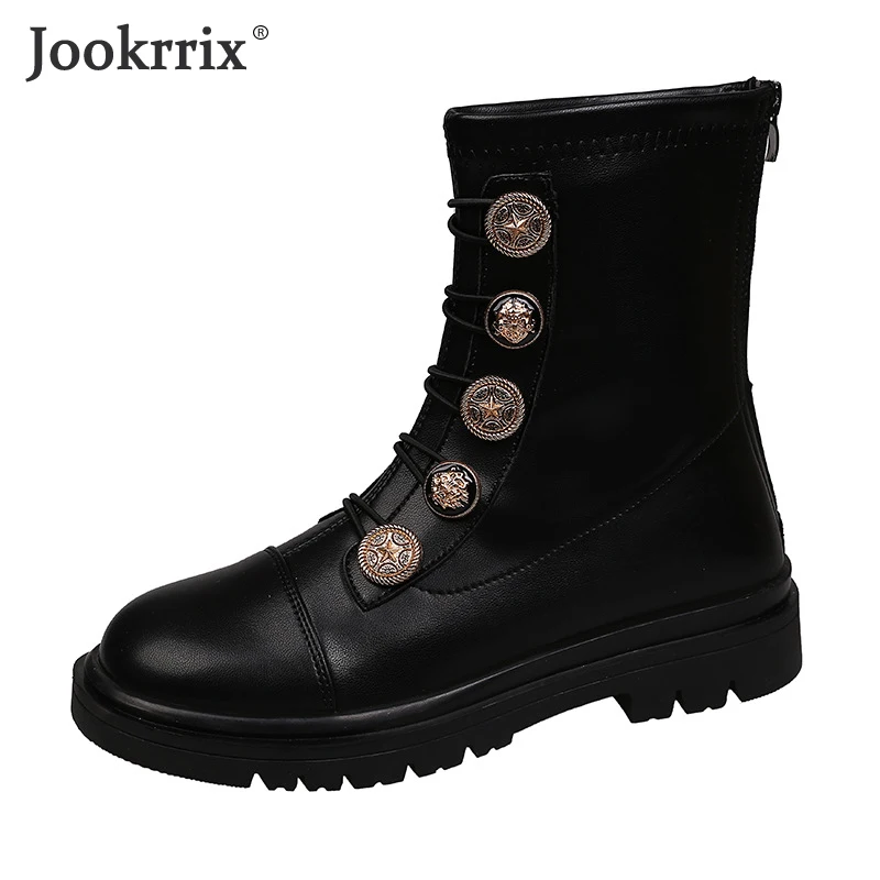 

Jookrrix 2020 Women Casual Boots Autumn Fashion Thick Sole Shoes Brand Boots Women Black Platform Shoes Lady Shoes ZB1066