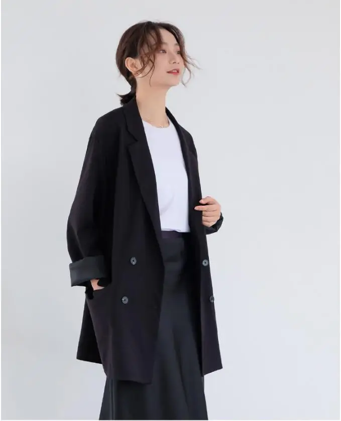 

High Quality Autumn Winter Fashion Women Blazer Suit Jacket Coat Casual Solid Color Loose Long Sleeve Coat Female OL Blazer Suit