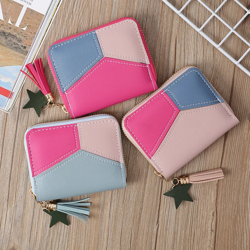 

Женские короткие кошельки, кожаные кошельки на молнии, кошельки с кисточкой, дизайнерский женский клатч для ключей, денег, кредитных карт