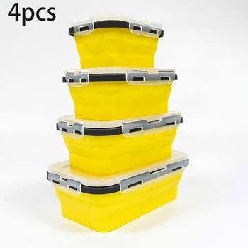 

4pcs/set Microwaveable Lunch Boxes Collapsible Silicone Food Meal Prep Storage