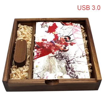 

TEXT ME usb3.0 wedding photography 360 rotate degree Walnut Wooden+box usb flash drive pendrive 4GB 8GB 16GB 32GB wooden