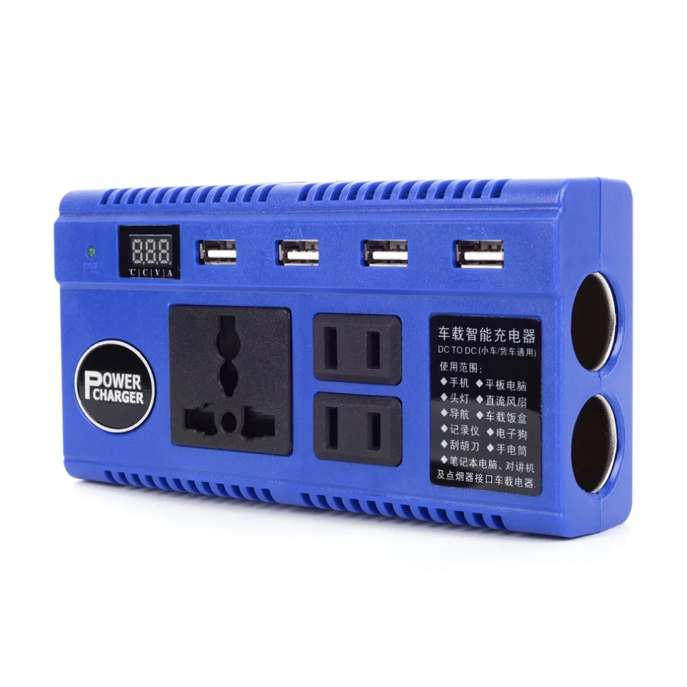 

Car Auto Power Pure Sine Inverter Converter 4 Port USB Charger Smart Power Strip Inverter with LED Display Drop shipping