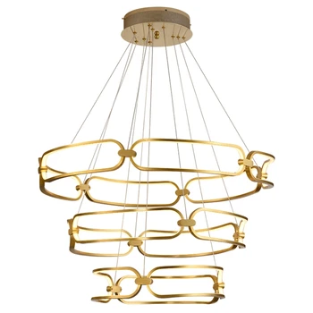 

2020 New Remote Ceiling Chandelier Led Modern Nordic circular art aluminum light fixture for Living Room bedroom indoor decor