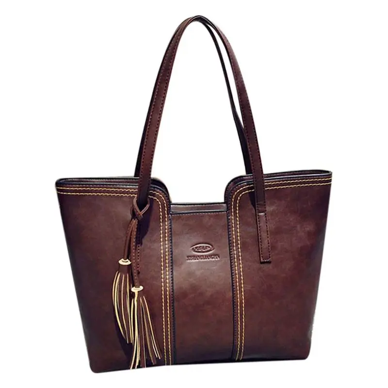 

PU Leather Handbags Women Large Tote Shopper Shoulder Top-handle Bags,Brown