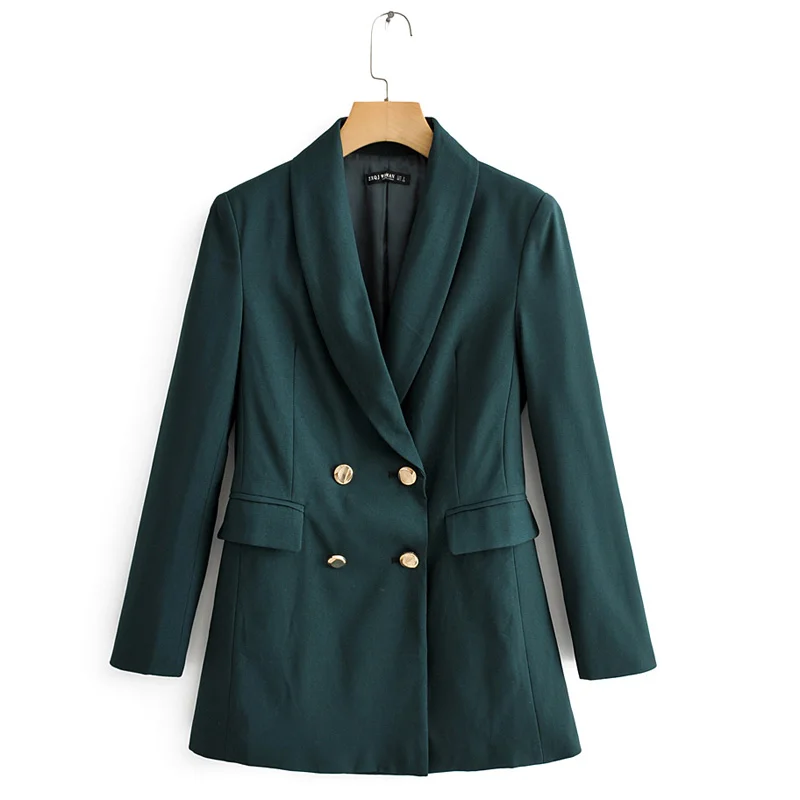 XQJBZ1486 Fandy lokar Blazers женские модные однотонные куртки с длинными рукавами, элегантные двубортные костюмы для женщин - Цвет: XQJBZ1486
